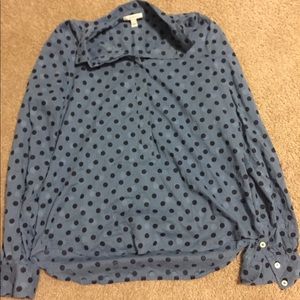 J crew polka dot button top